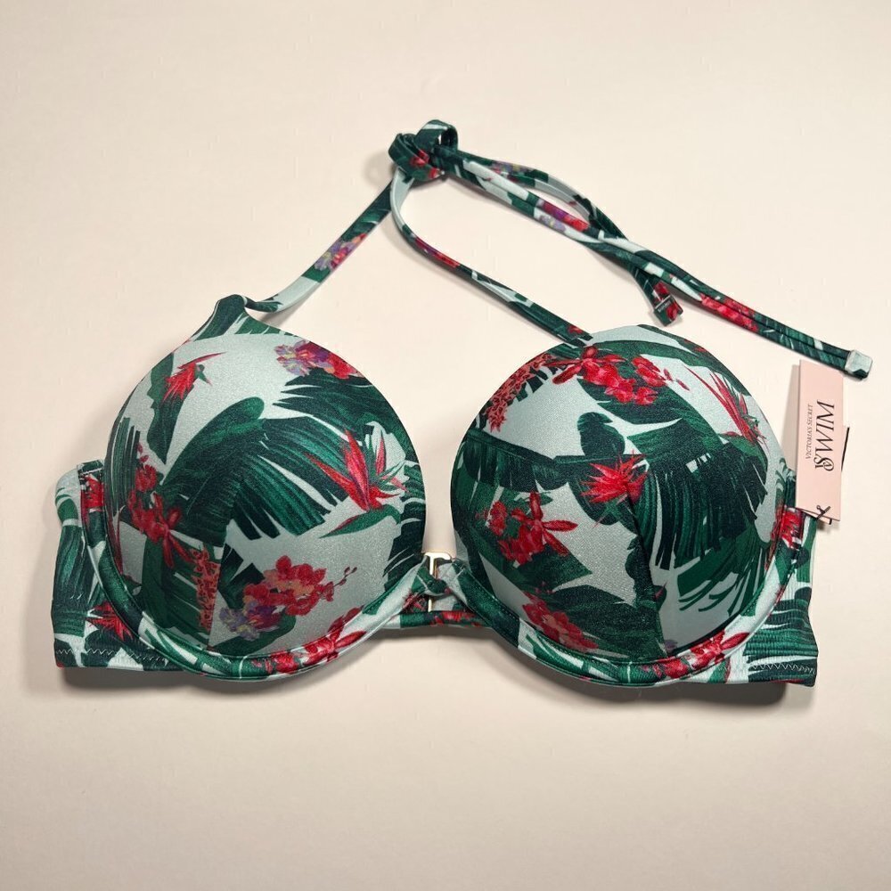 Victoria Secret 38D Bombshell Push Up Bikini Top Adds 2 Cups Miraculous Palm - Picture 2 of 3